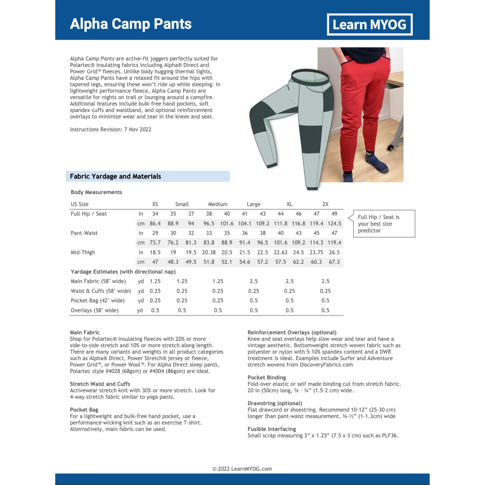 Alpha Camp Pants Template/Pattern Bundle - Learn MYOG - Image 3